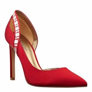 Nine West Red Satin Rhinestones Tapdance Pumps 9
